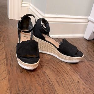 Like new Black Sandal Wedge Shoe;  Worn only twice